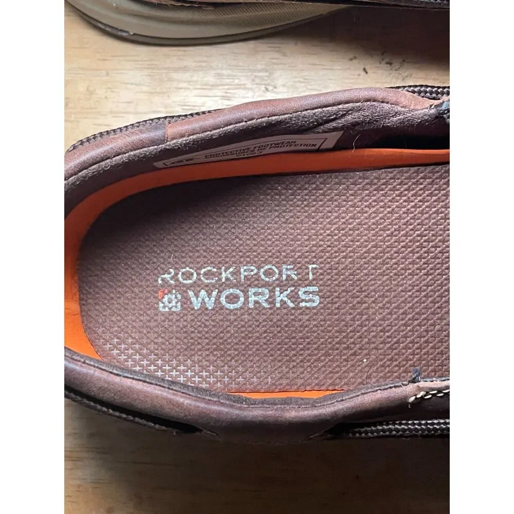 Rockport Works RK6736 Men's 13M Brown Leather EH Safety Toe Work Shoes ASTMF2413